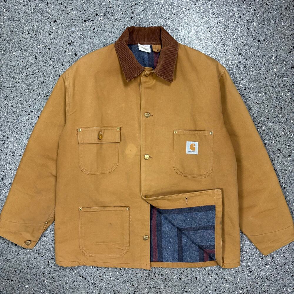 Vintage 1990s Carhartt Blanket Lined Denim Work Coat